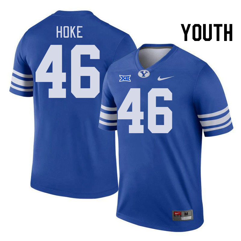 Youth #46 Nathan Hoke BYU Cougars College Football Jerseys Stitched Sale-Royal